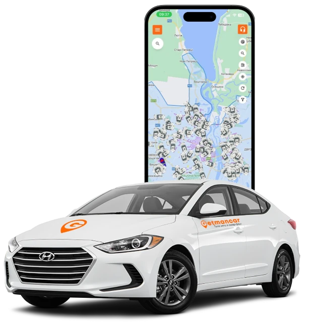 Автомобиль для каршеринга GETMANCAR на улице