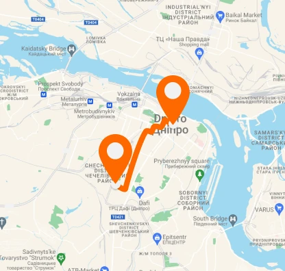 Route Appolo — city center — горизонтальное расположение